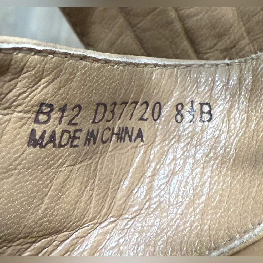 Cole Haan Women’s 8.5 M Tan Brown Leather Platform Wood Wedge Heel Sandals - EUC